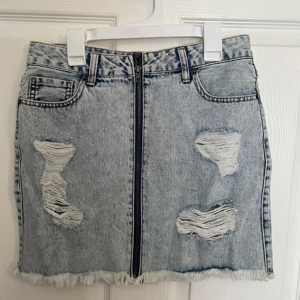Zip up jean skirt